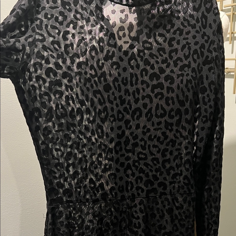 Black Sheer Leopard Print Jumpsuit NWOT